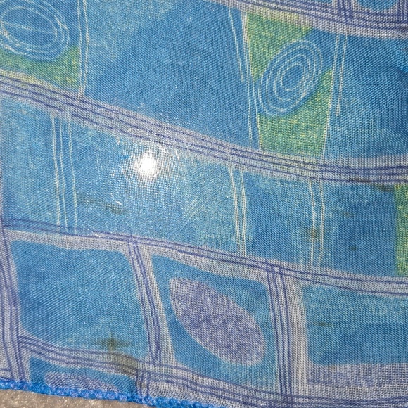 Blue Patterned Scarf,  No Brand - Picture 3 of 5